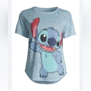 Disney Women's Stitch Lilo & Stitch Graphic Size XS Light Blue T-Shirt EUC